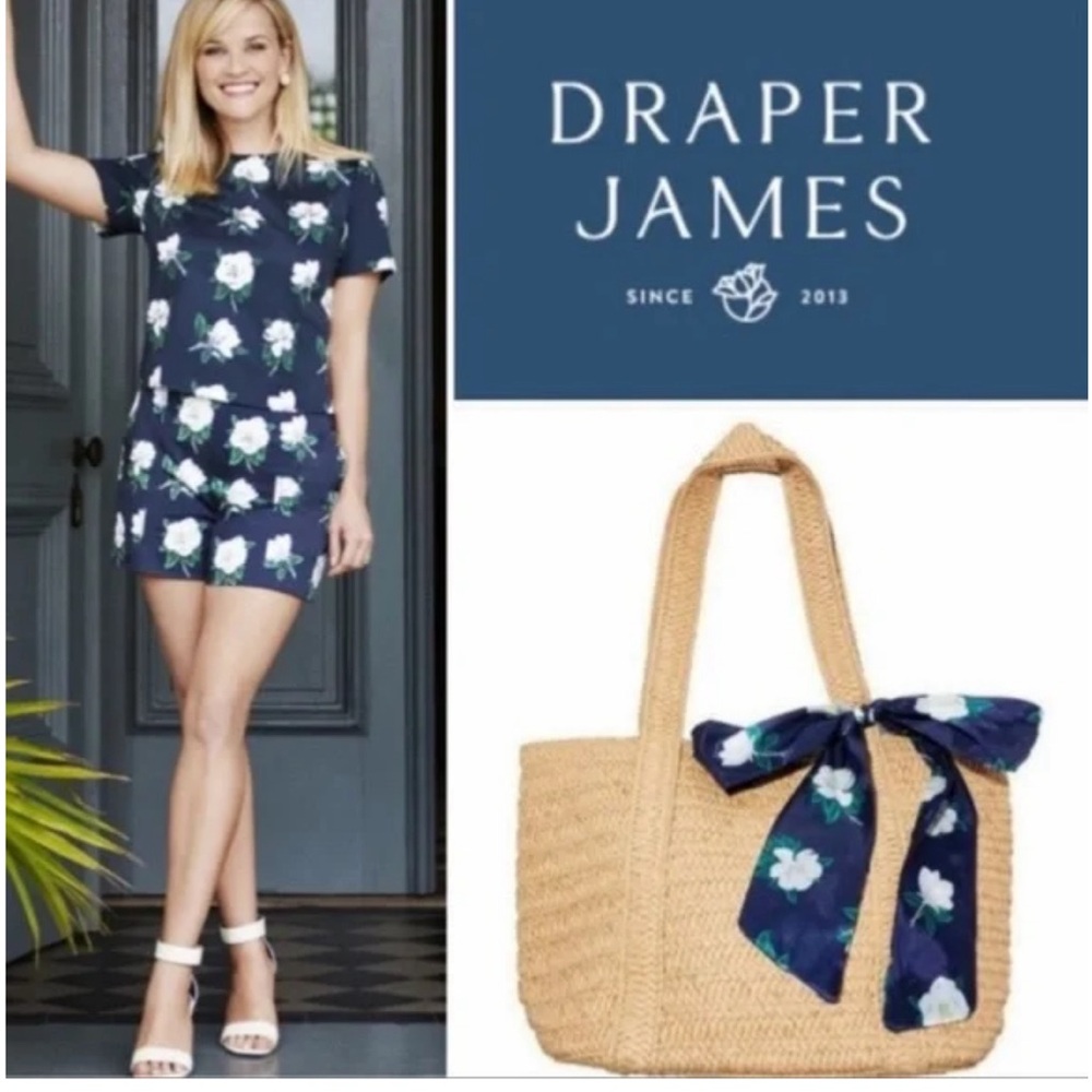 Draper James straw bag with scarf